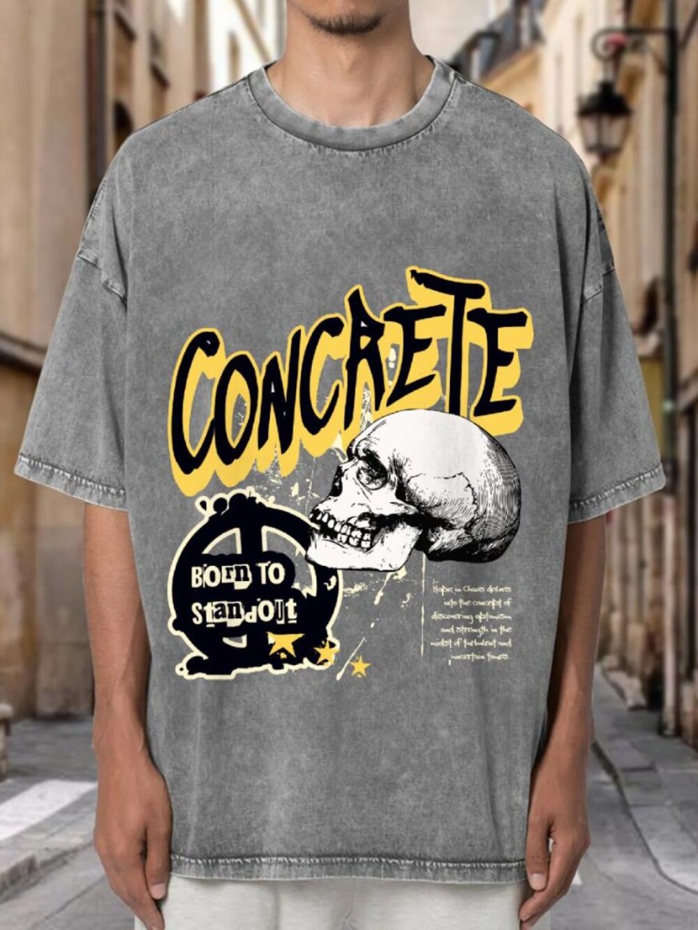 Concrete Born To Stand Out Skull Graffiti Streetwear T-shirt E4962E4TIT02